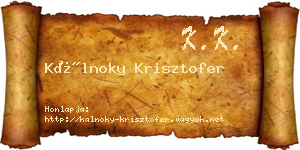 Kálnoky Krisztofer névjegykártya